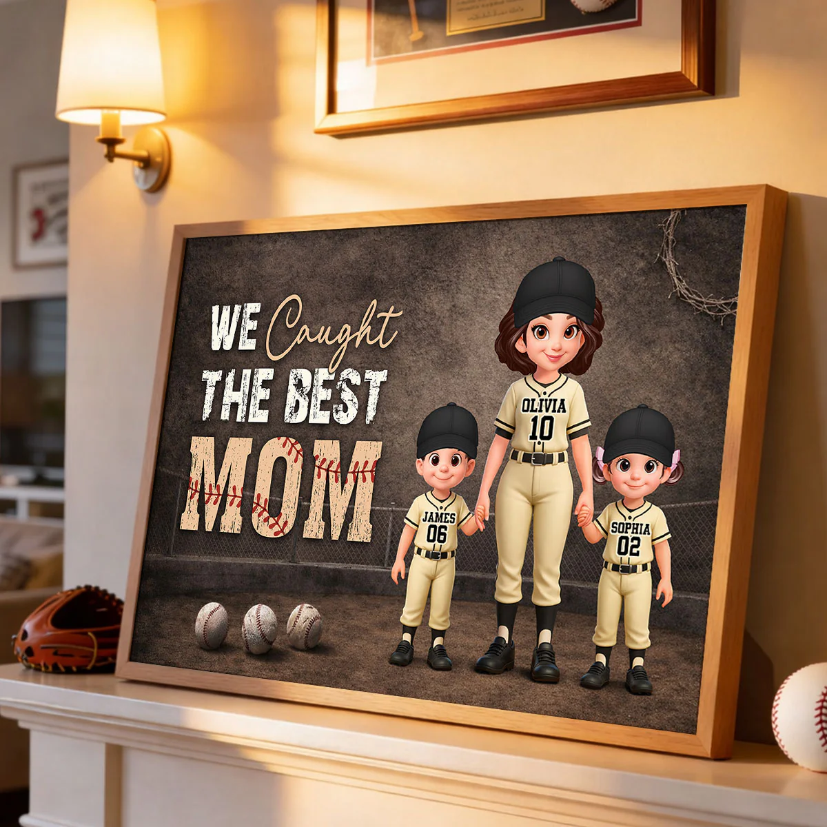 Baseball Field We Caught the Best Mom - Personalized Poster - Mother's Day Gift for Mom, Wife - Image 6
