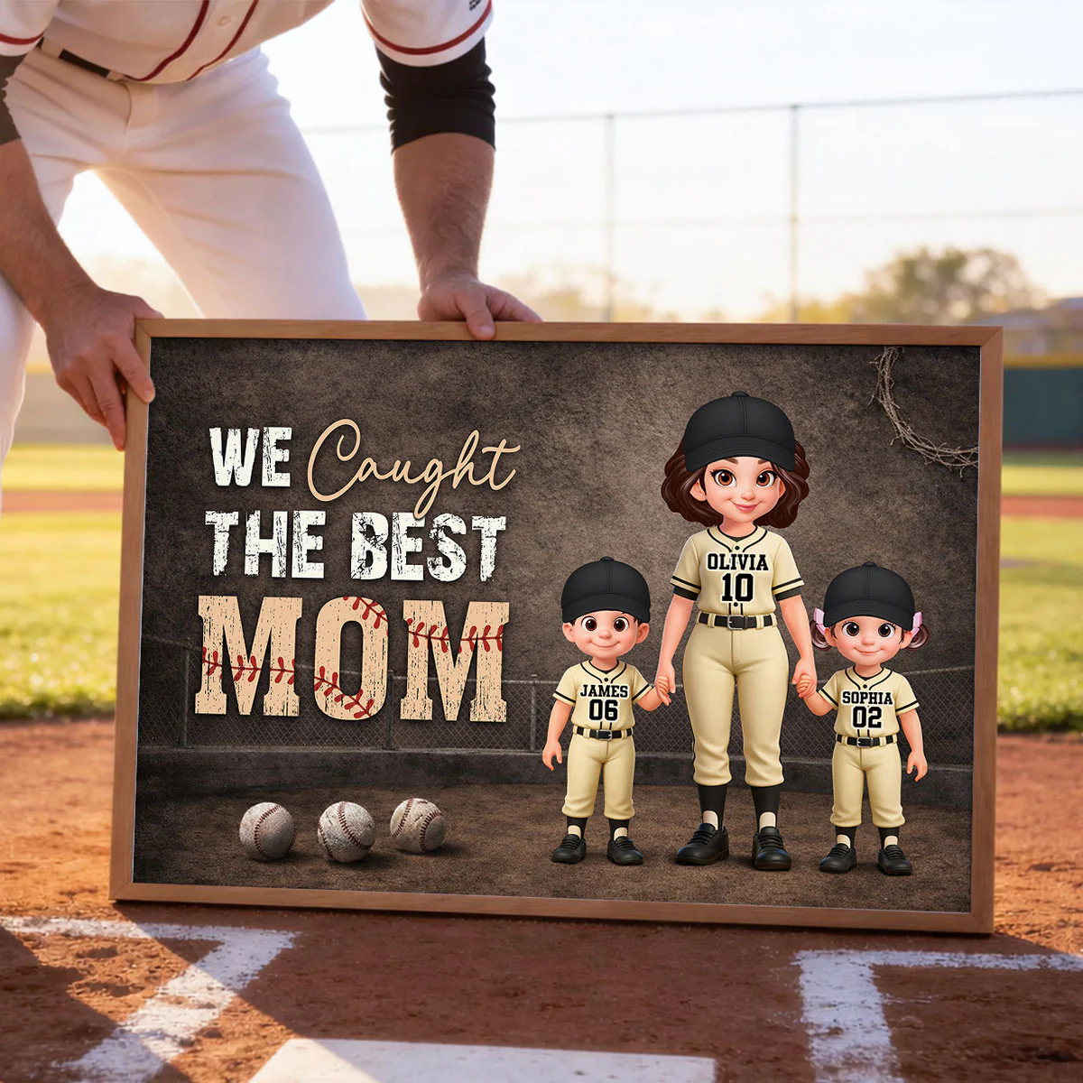 Baseball Field We Caught the Best Mom - Personalized Poster - Mother's Day Gift for Mom, Wife - Image 7