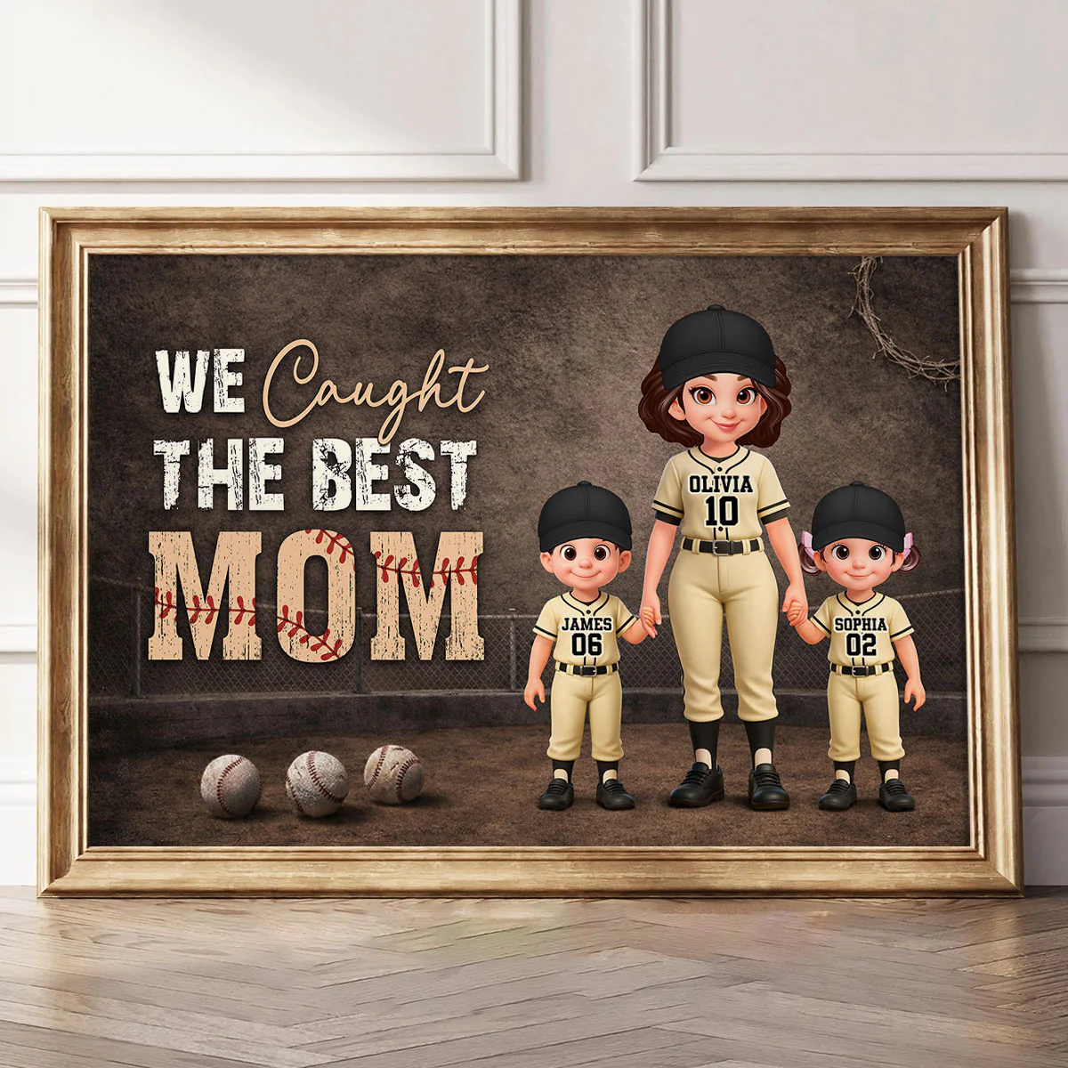Baseball Field We Caught the Best Mom - Personalized Poster - Mother's Day Gift for Mom, Wife - Image 8