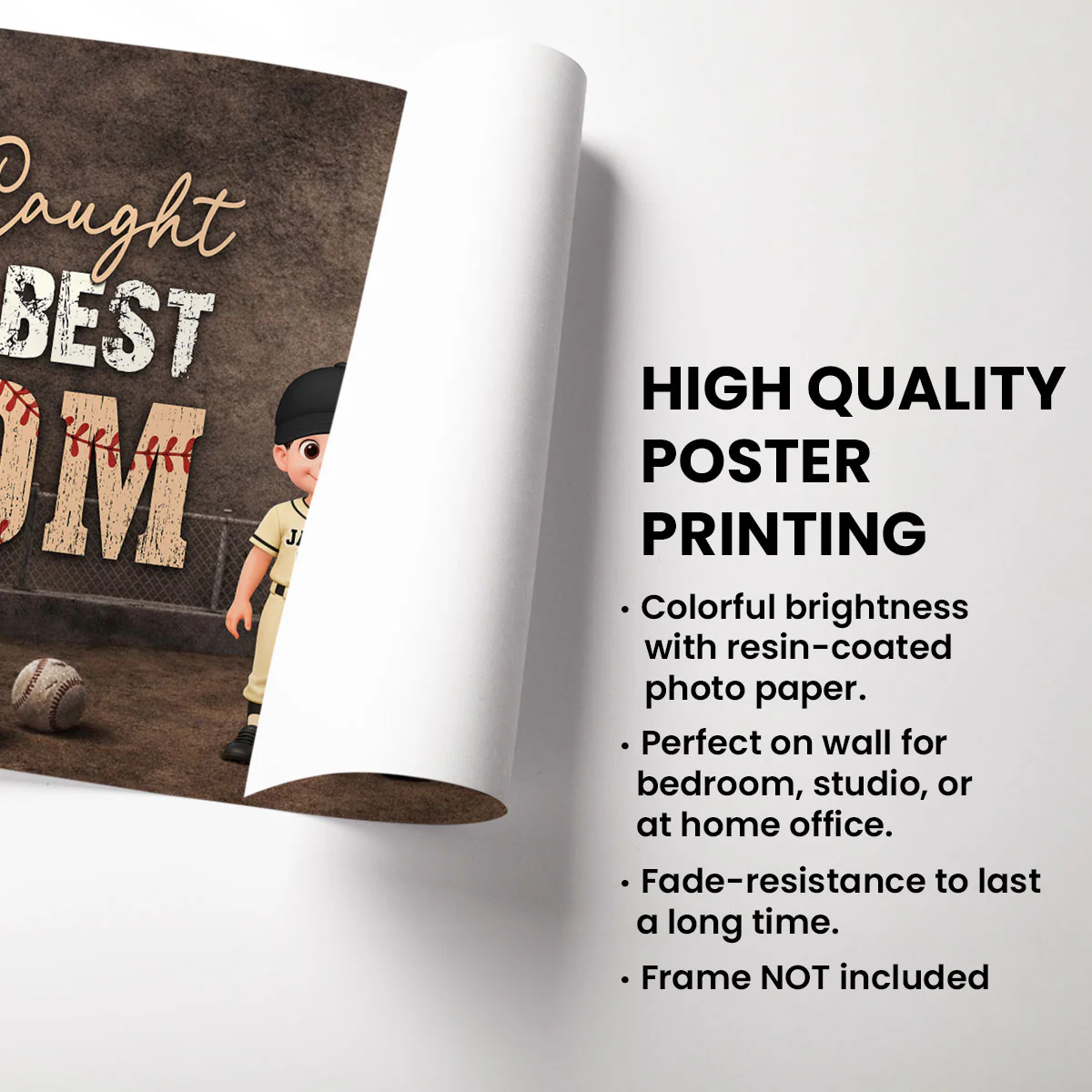 Baseball Field We Caught the Best Mom - Personalized Poster - Mother's Day Gift for Mom, Wife - Image 9