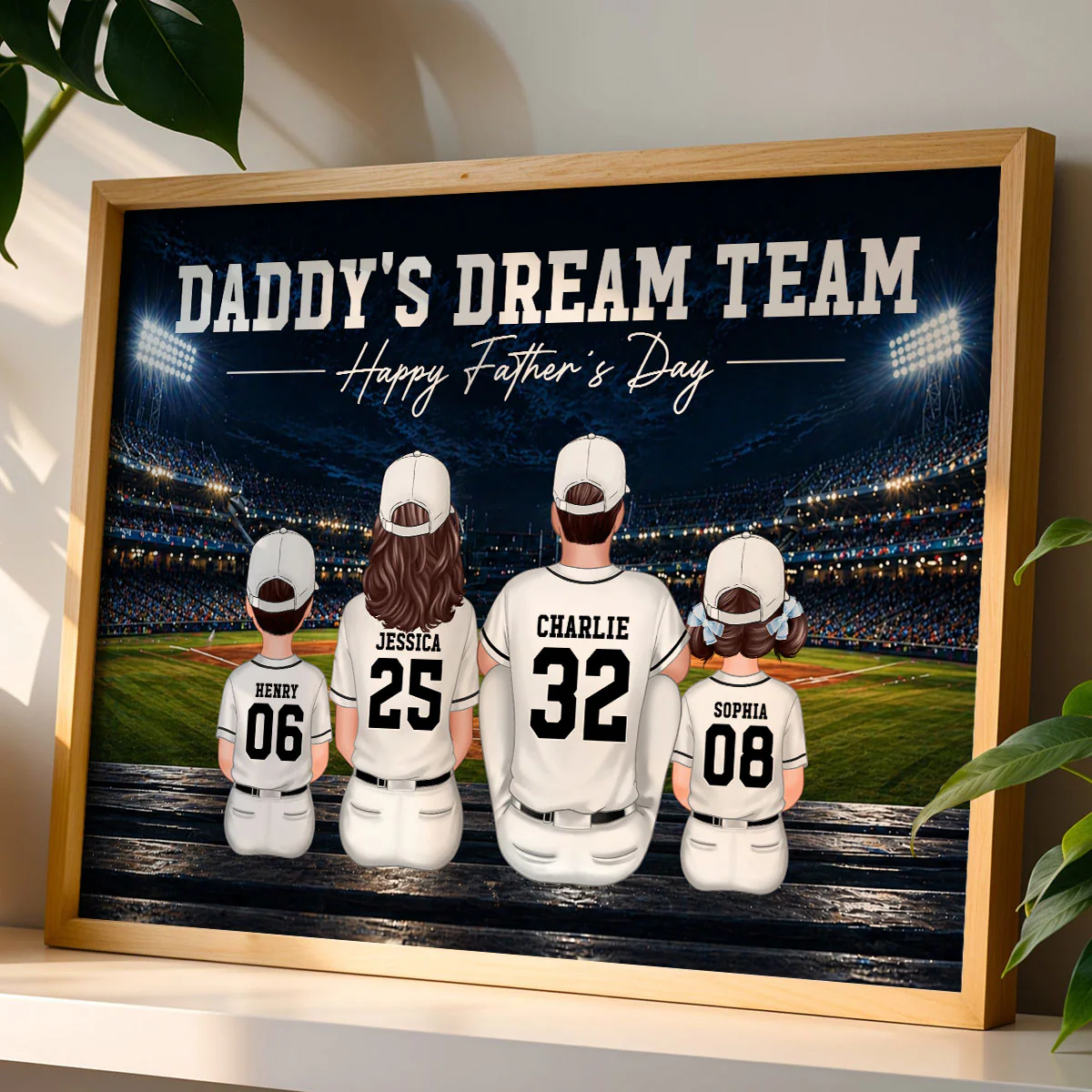 Baseball Friday Night Stadium Lights Daddy's Dream Team - Personalized Poster - Father's Day Gift For Baseball Dad, Husband - Image 4