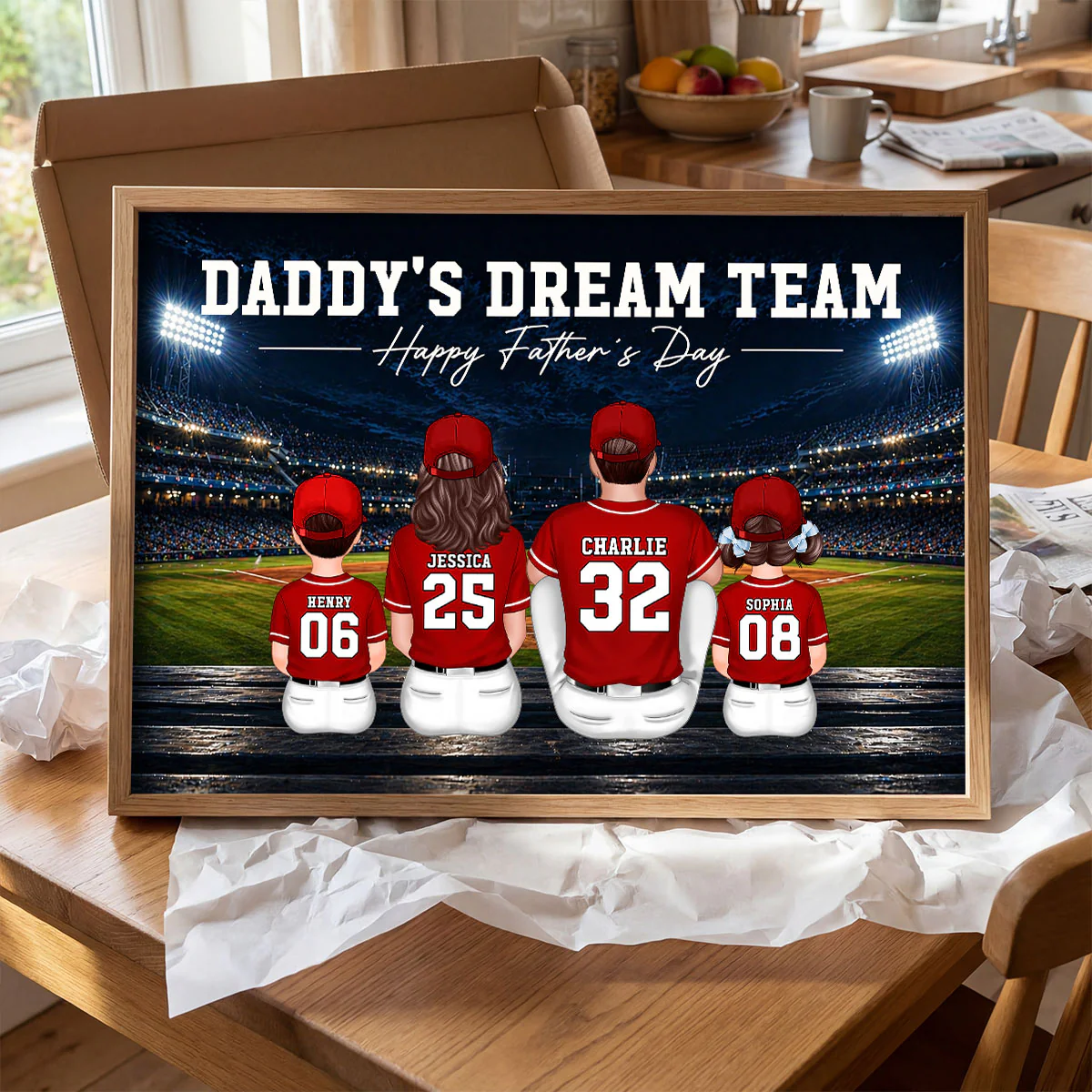 Baseball Friday Night Stadium Lights Daddy's Dream Team - Personalized Poster - Father's Day Gift For Baseball Dad, Husband - Image 6