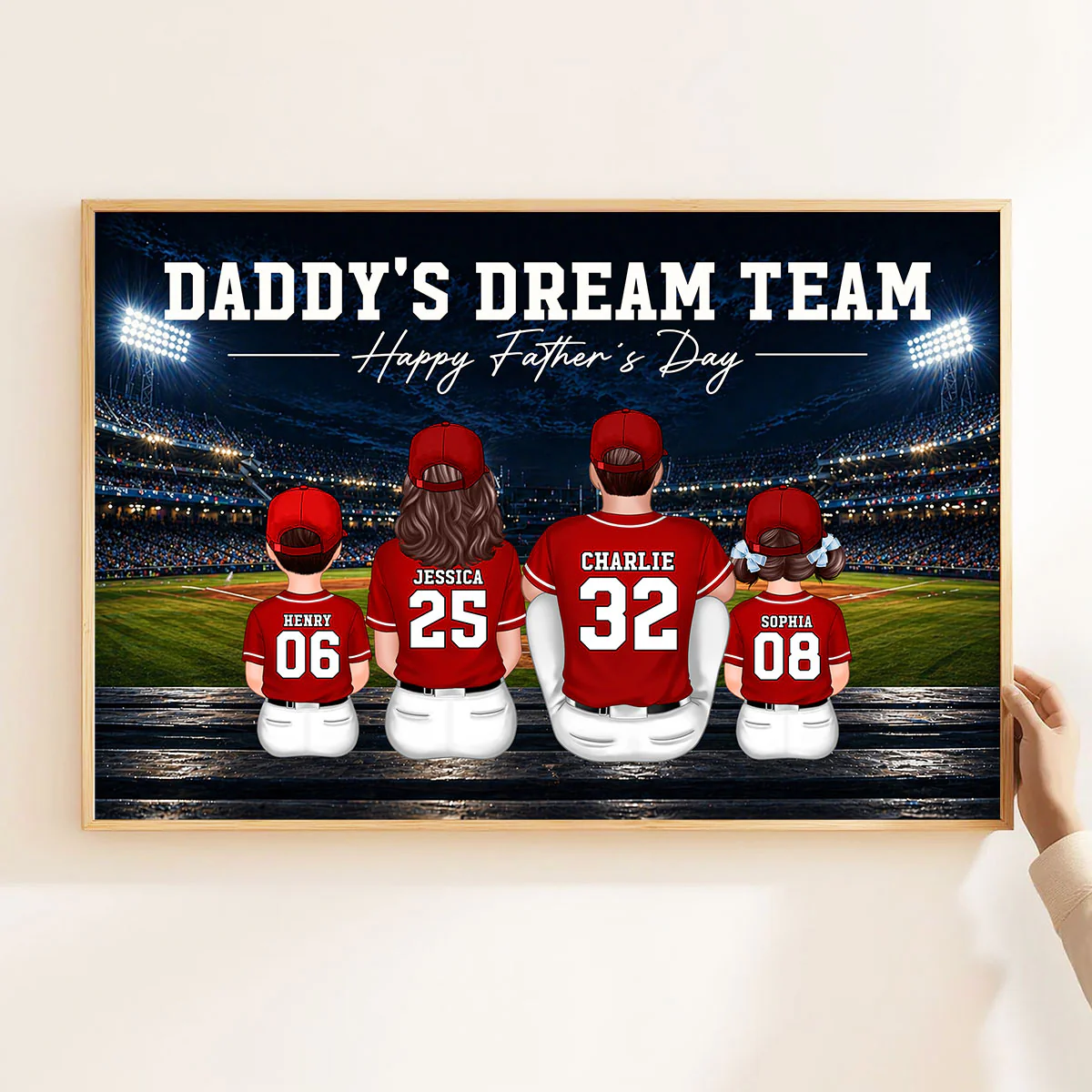 Baseball Friday Night Stadium Lights Daddy's Dream Team - Personalized Poster - Father's Day Gift For Baseball Dad, Husband - Image 7
