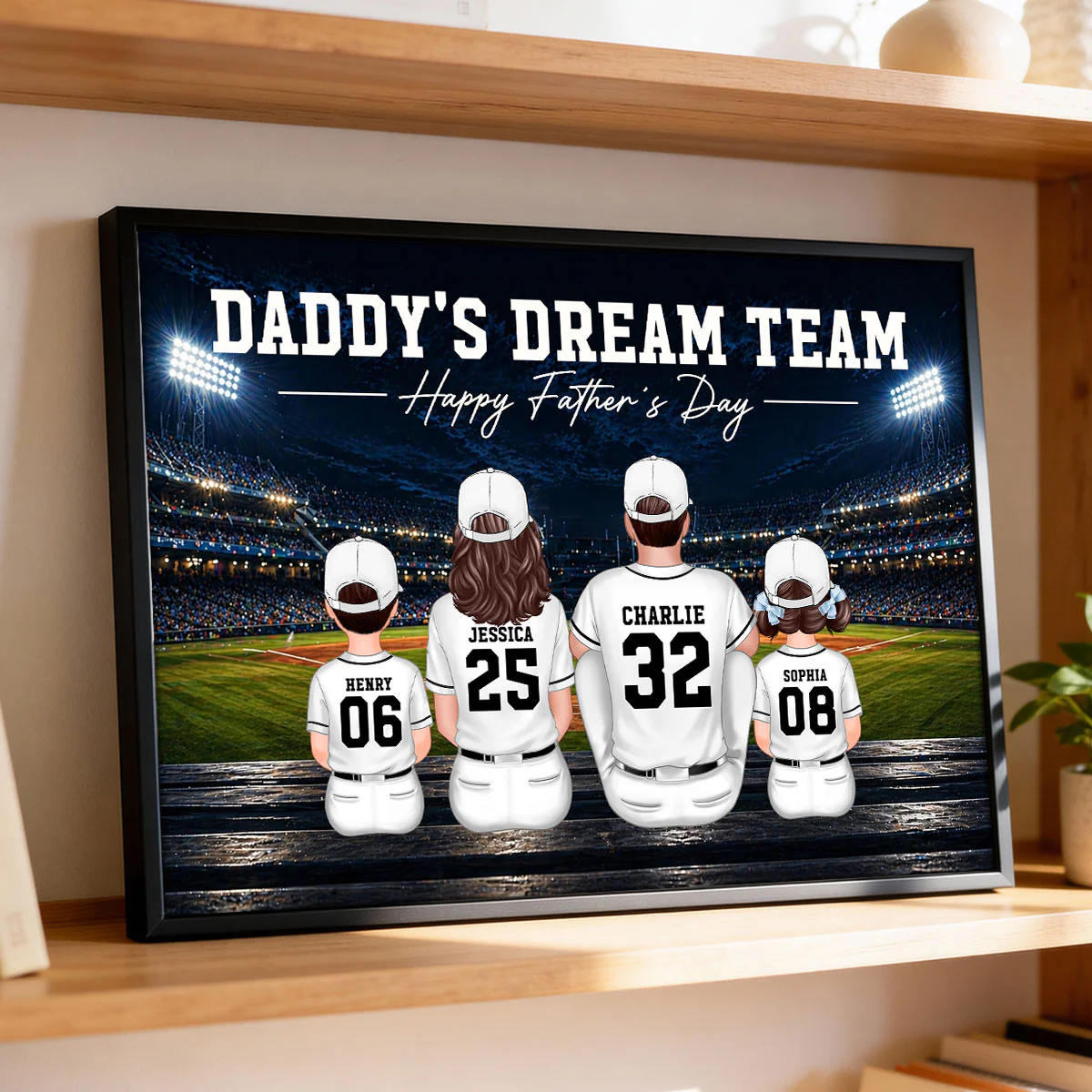 Baseball Friday Night Stadium Lights Daddy's Dream Team - Personalized Poster - Father's Day Gift For Baseball Dad, Husband - Image 8