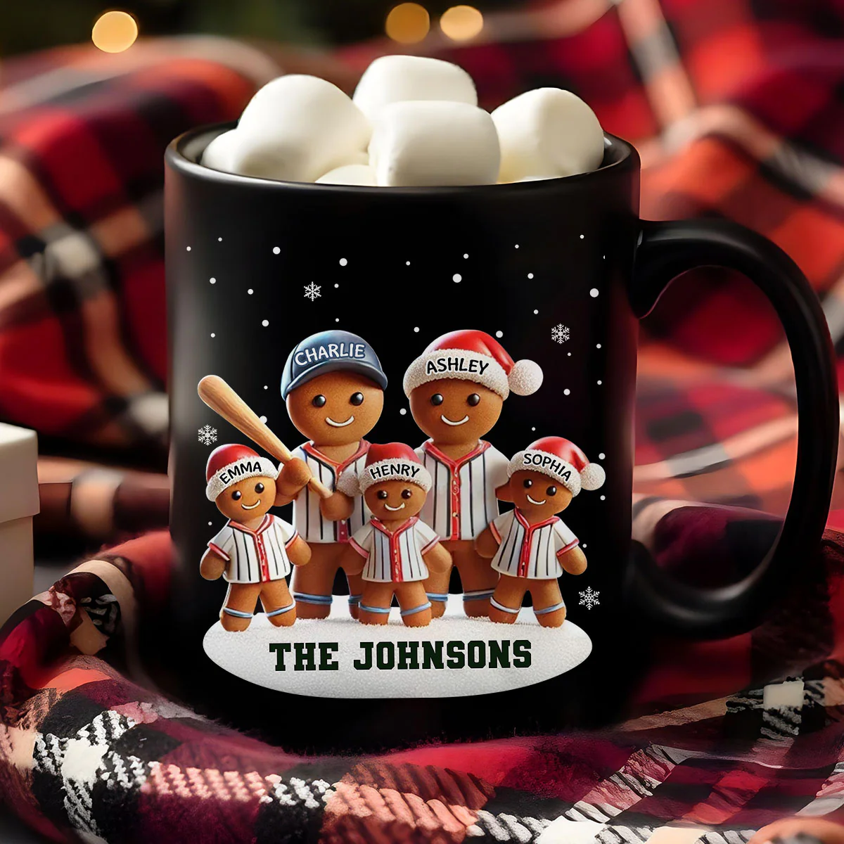 Baseball Gingerbread Family Sport Lover Personalized Mug - Image 2