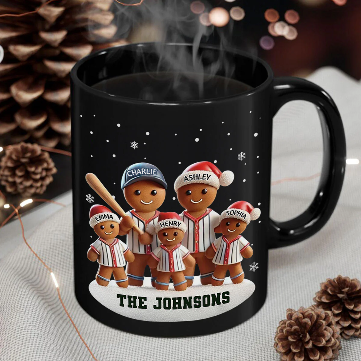 Baseball Gingerbread Family Sport Lover Personalized Mug - Image 3