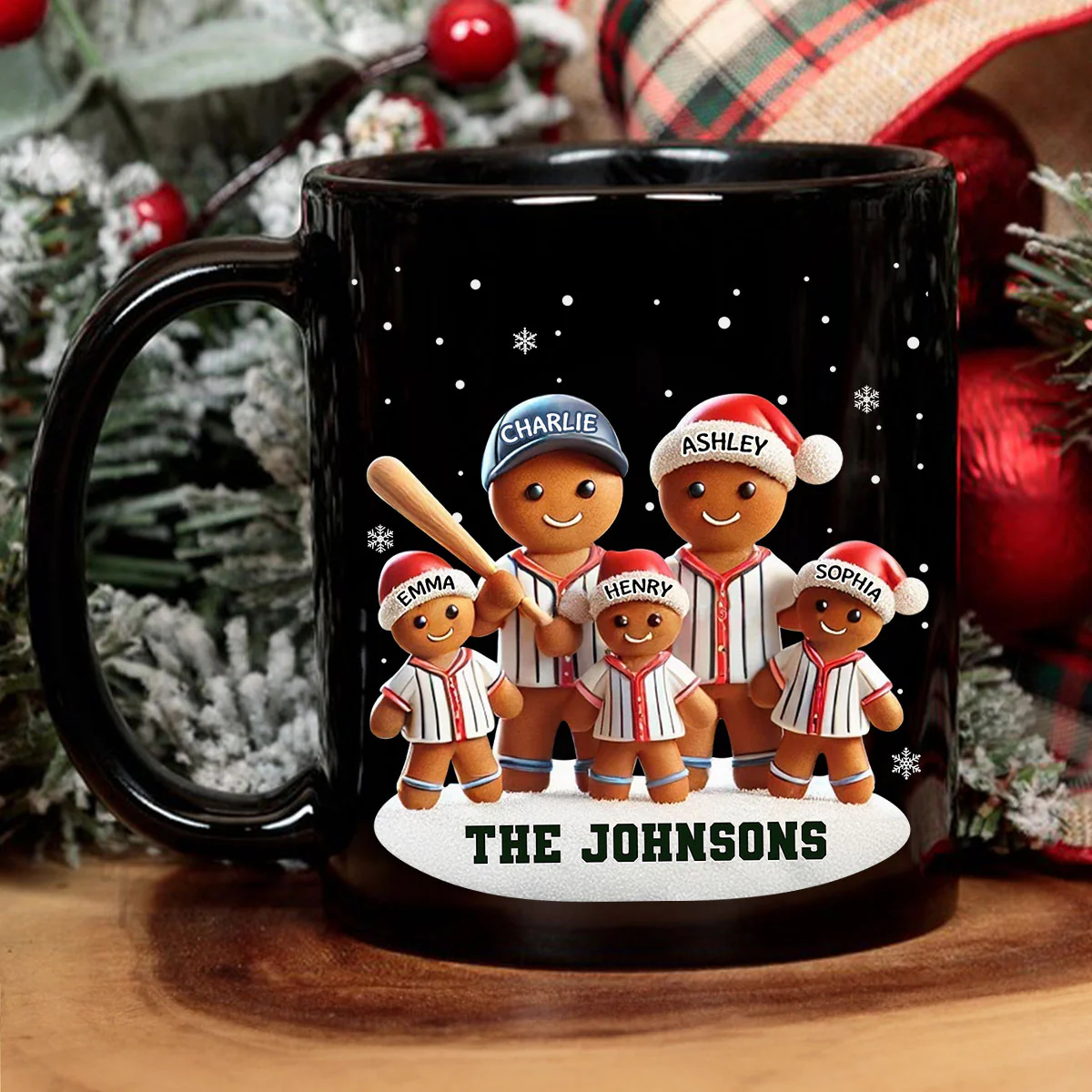 Baseball Gingerbread Family Sport Lover Personalized Mug - Image 4