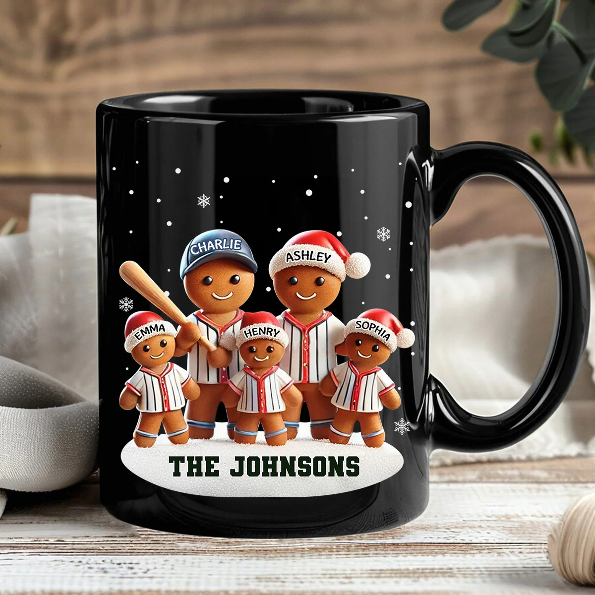 Baseball Gingerbread Family Sport Lover Personalized Mug - Image 5