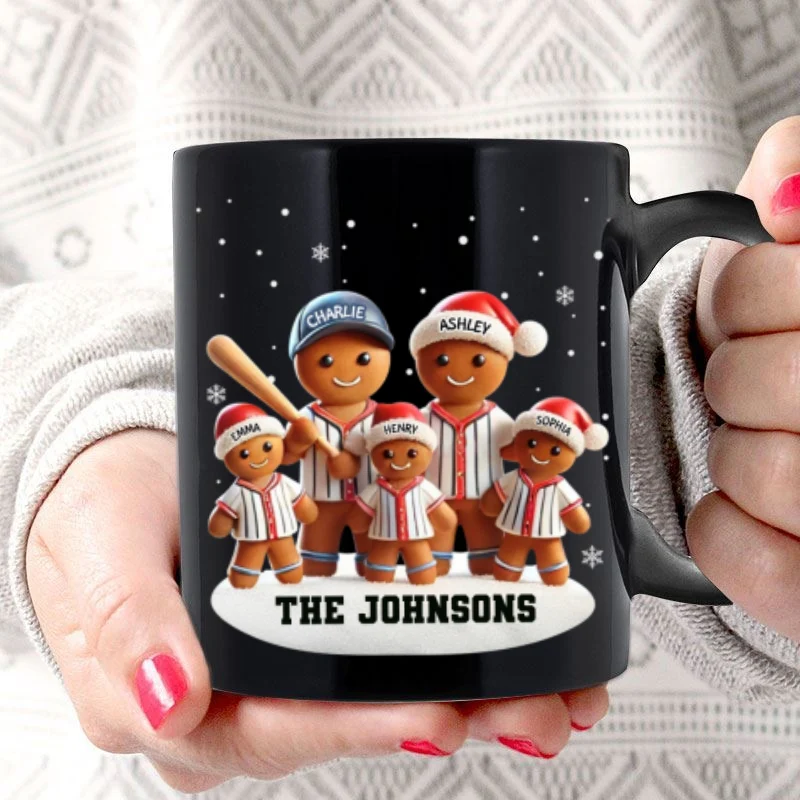 Baseball Gingerbread Family Sport Lover Personalized Mug - Image 6