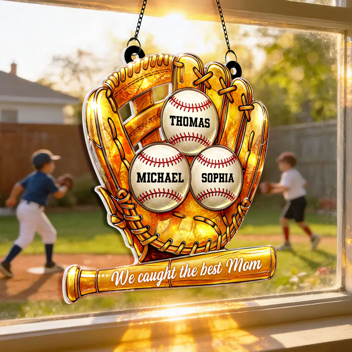 Baseball Glove We Caught the Best Mom - Personalized Suncatcher - Sentimental Mother's Day Gift for Mom, Wife - Image 3