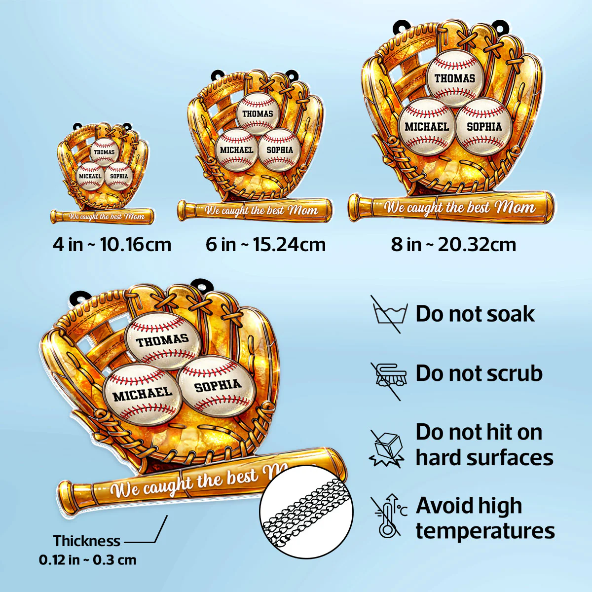 Baseball Glove We Caught the Best Mom - Personalized Suncatcher - Sentimental Mother's Day Gift for Mom, Wife - Image 6