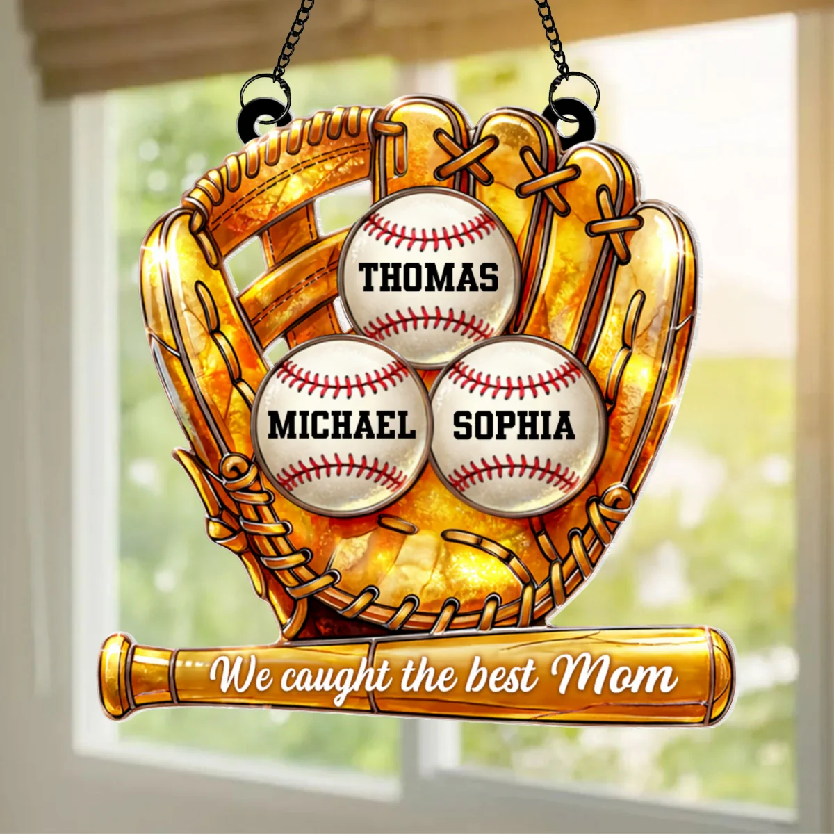 Baseball Glove We Caught the Best Mom - Personalized Suncatcher - Sentimental Mother's Day Gift for Mom, Wife - Image 7