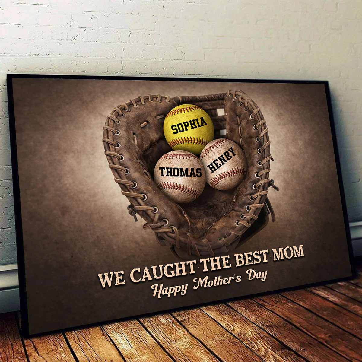 Baseball Gloves We Caught The Best Mom - Personalized Poster - Sentimental Mother's Day Gift for Mom, Wife - Image 3