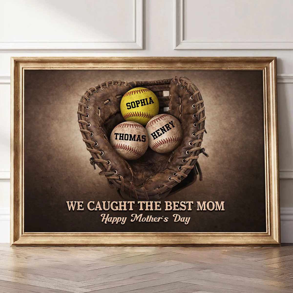 Baseball Gloves We Caught The Best Mom - Personalized Poster - Sentimental Mother's Day Gift for Mom, Wife - Image 5