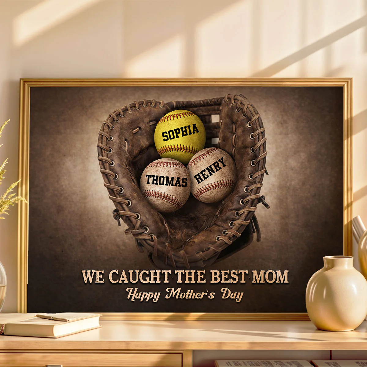 Baseball Gloves We Caught The Best Mom - Personalized Poster - Sentimental Mother's Day Gift for Mom, Wife - Image 7