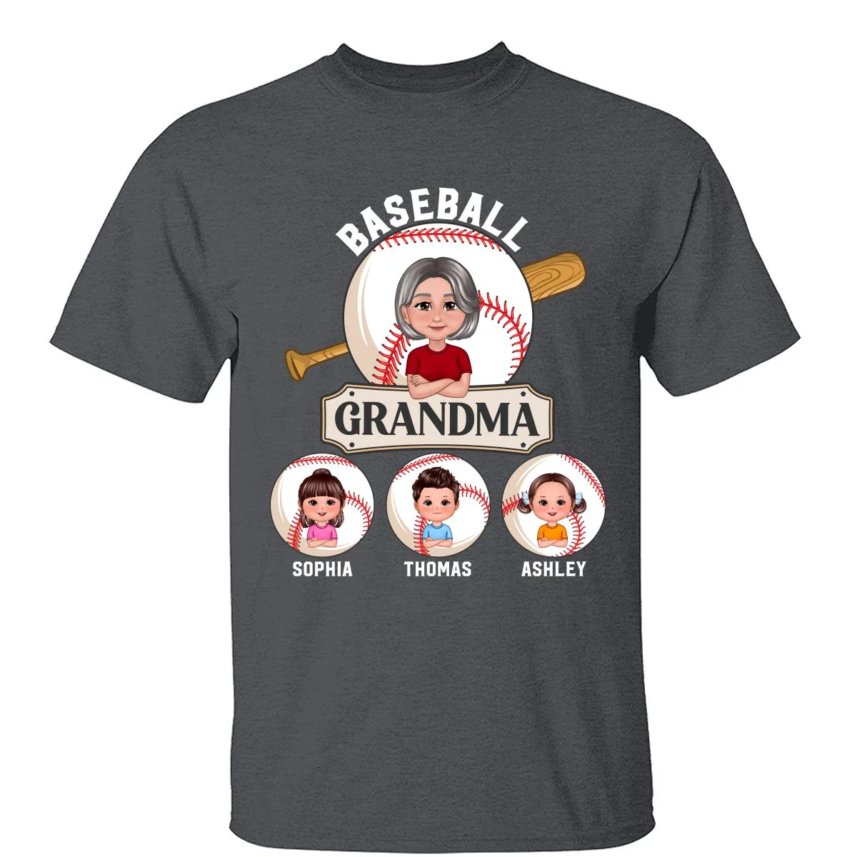 Baseball Grandma Pretty Doll Grandma Grandkids Personalized Shirt