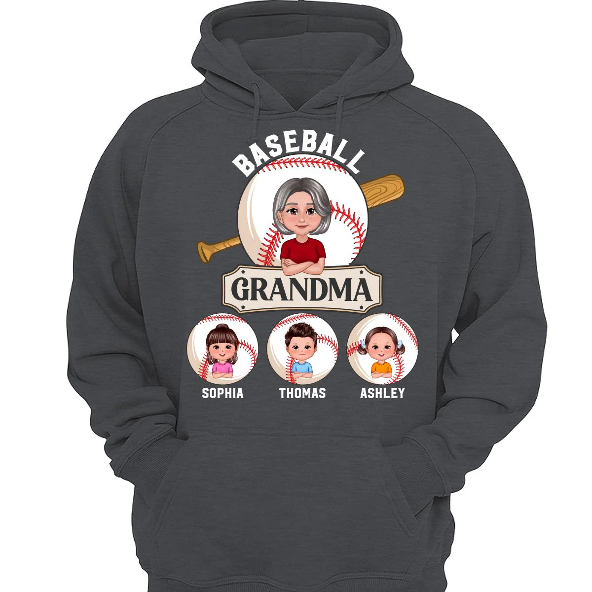 Baseball Grandma Pretty Doll Grandma Grandkids Personalized Shirt - Image 3