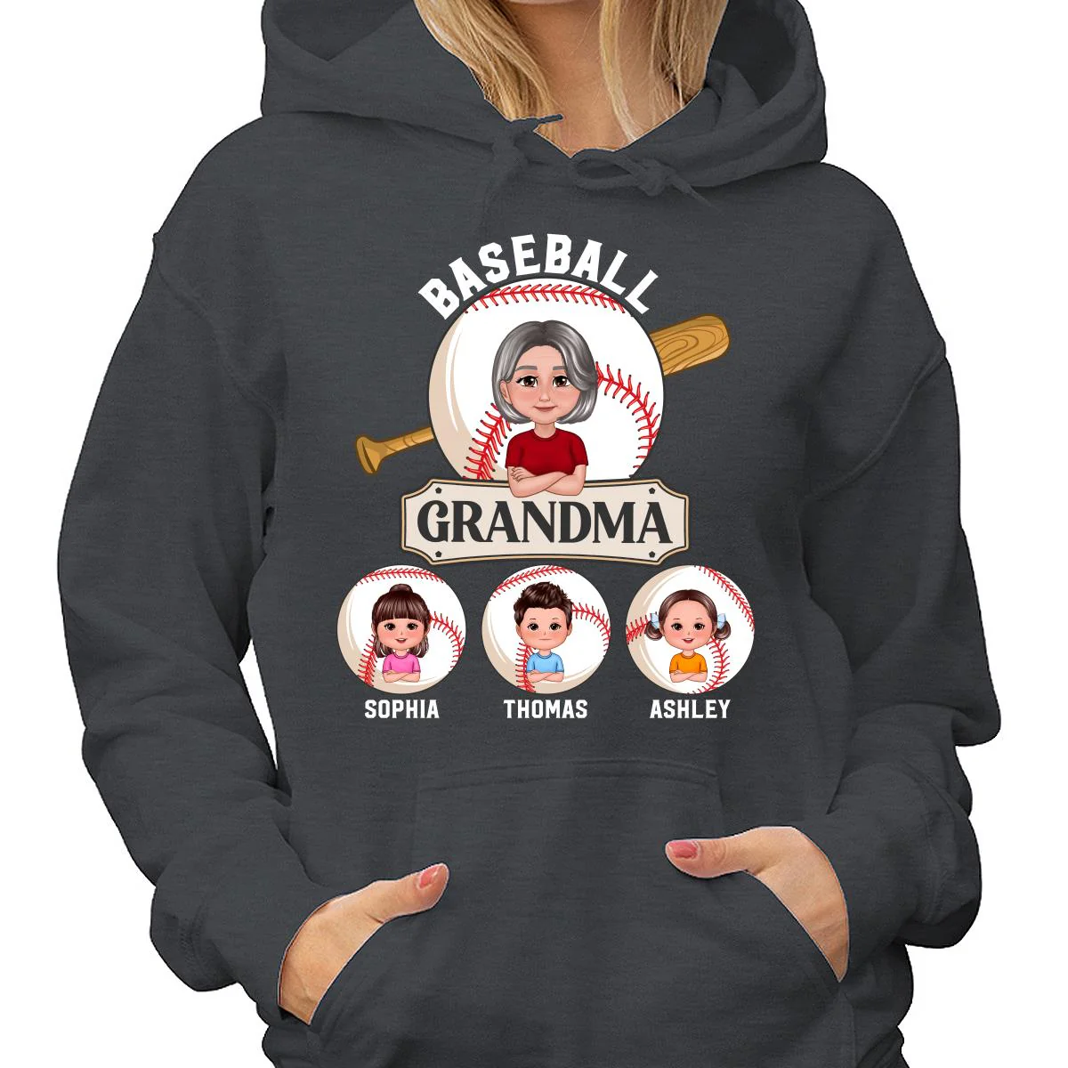 Baseball Grandma Pretty Doll Grandma Grandkids Personalized Shirt - Image 4