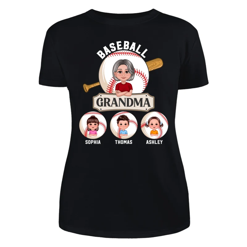 Baseball Grandma Pretty Doll Grandma Grandkids Personalized Shirt - Image 8