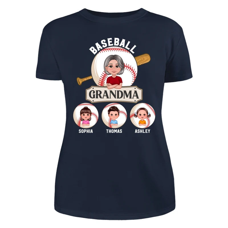 Baseball Grandma Pretty Doll Grandma Grandkids Personalized Shirt - Image 9