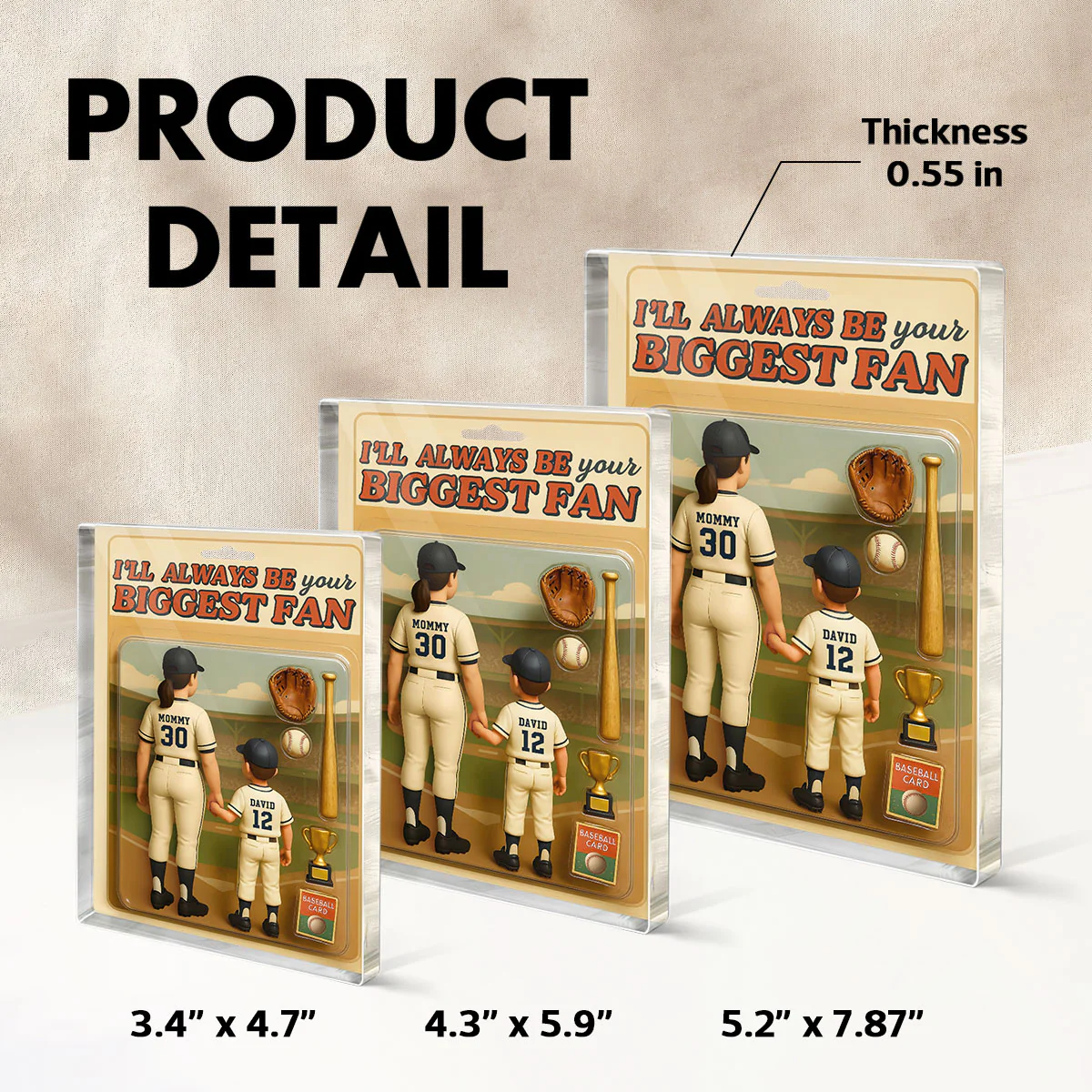 Baseball I Will Always Be Your Biggest Fan Personalized Rectangle Acrylic Block Plaque, Gift For Son, Daughter - Image 7