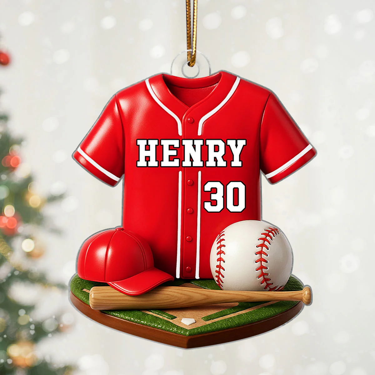 Baseball Kit 3D Effect - Personalized Acrylic Ornament - Christmas Gift For Son, Boyfriend, Gift For Him - Image 2