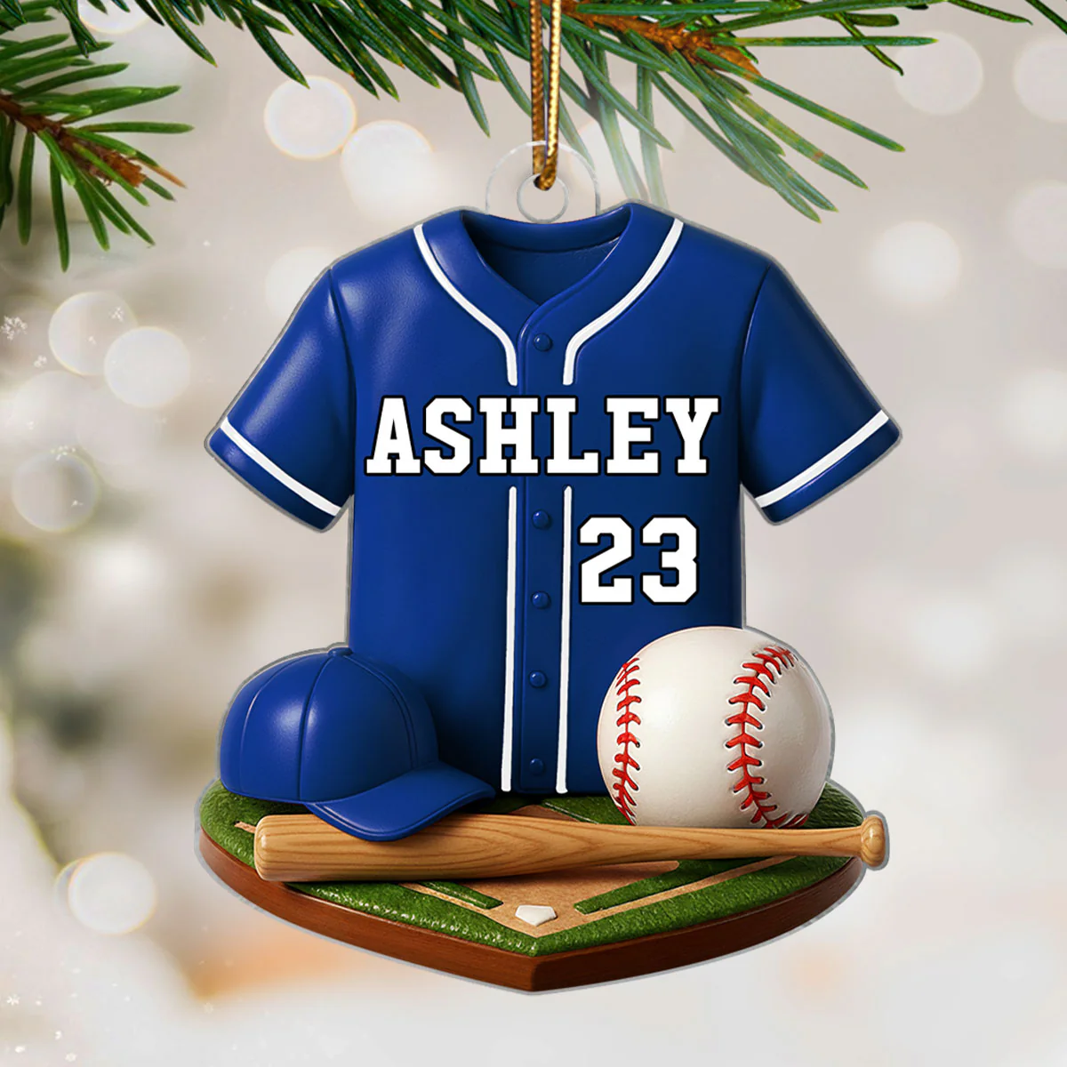 Baseball Kit 3D Effect - Personalized Acrylic Ornament - Christmas Gift For Son, Boyfriend, Gift For Him - Image 3