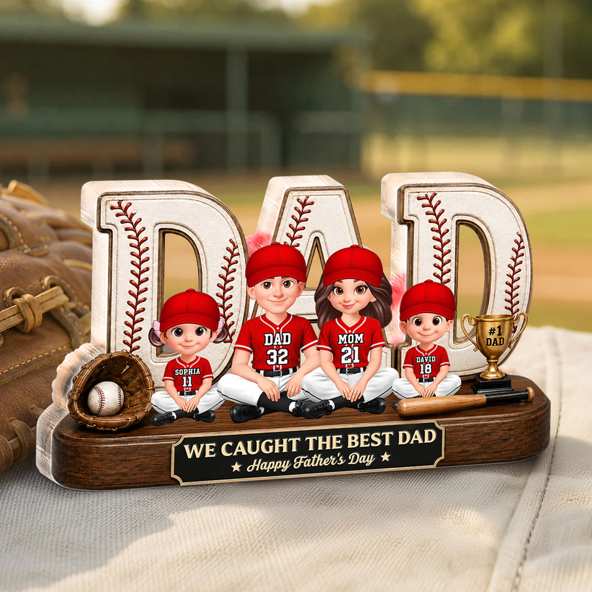 Baseball Legend Daddy's Dream Team - Personalized Acrylic Block Plaque - Gift For Dad - Image 2