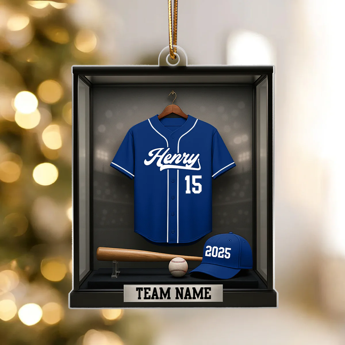 Baseball Memorabilia Display in Museum 3D Effect - Personalized Acrylic Ornament - Christmas Gift for Sons, Daughters, Grandkids - Image 4