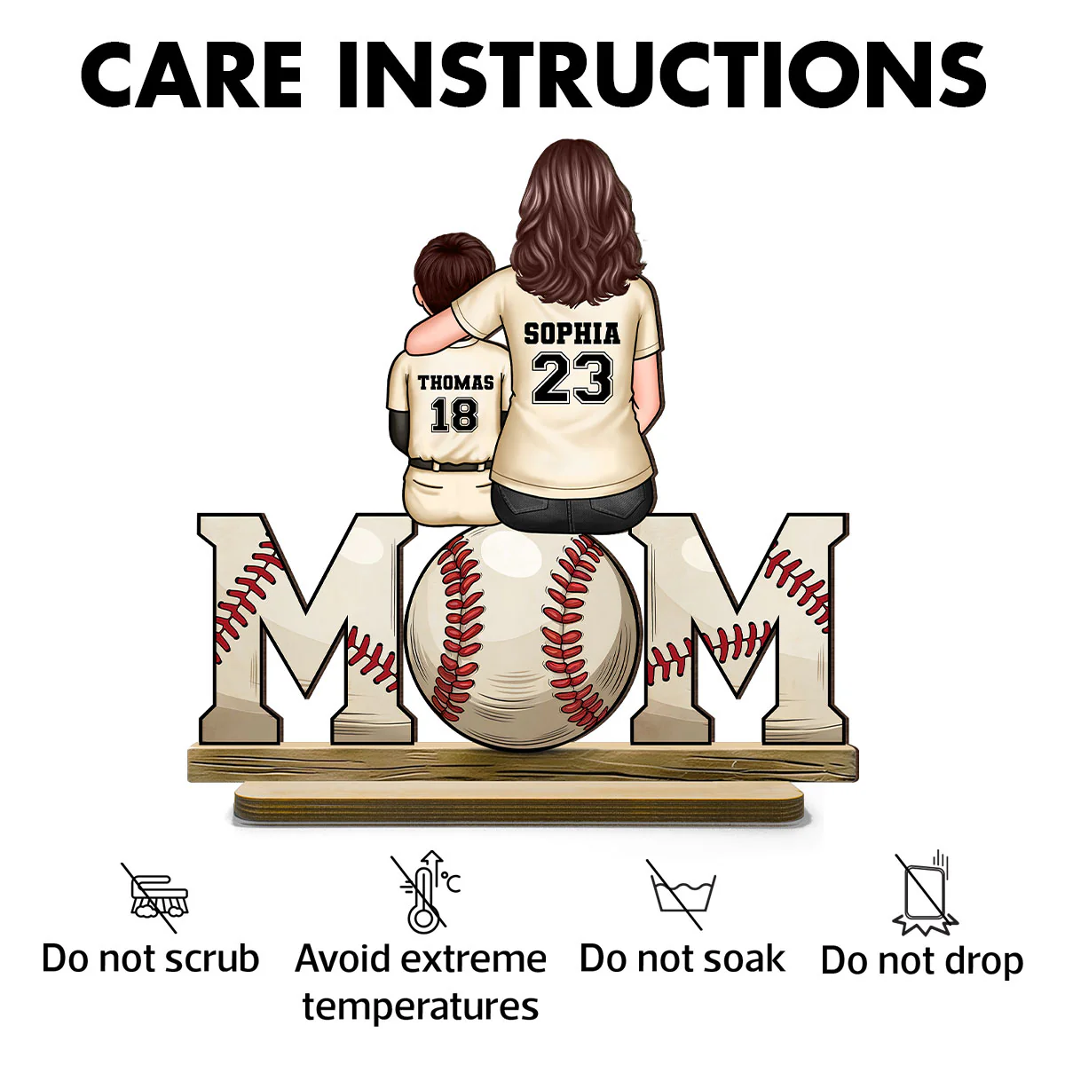 Baseball, Softball Mom And Kids - Personalized 2-Layered Wooden Plaque - Gift for Mom, Gift for Grandma, Gift for Wife - Image 10