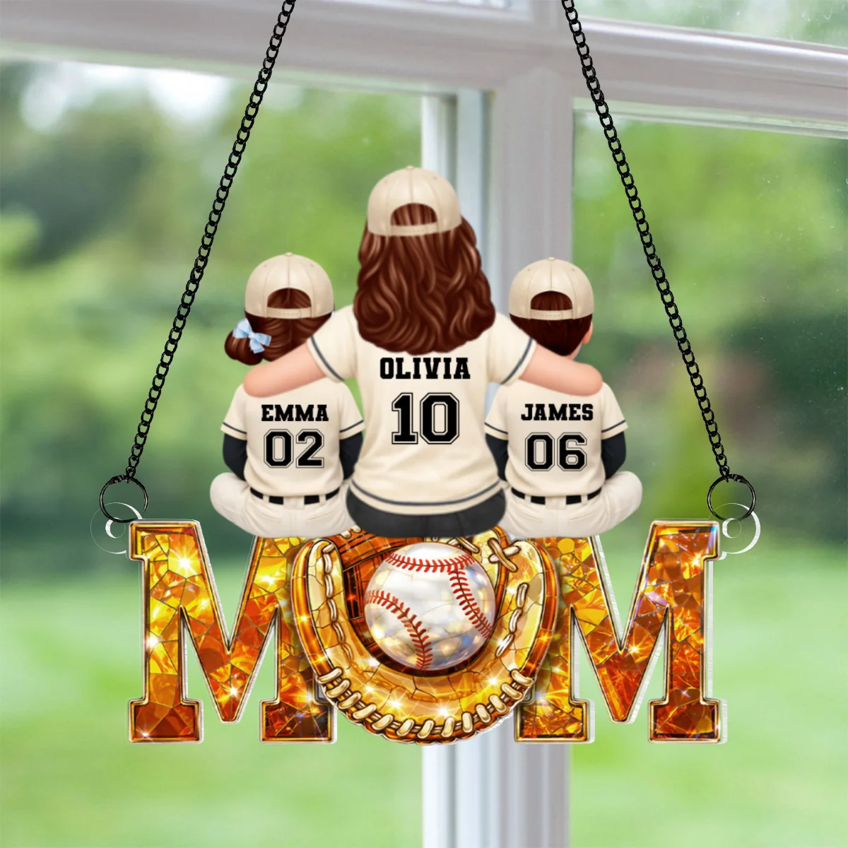 Baseball Mom And Kids We Caught The Best Mom - Personalized Suncatcher - Heartfelt Mother's Day Gift for Mom, Wife - Image 7