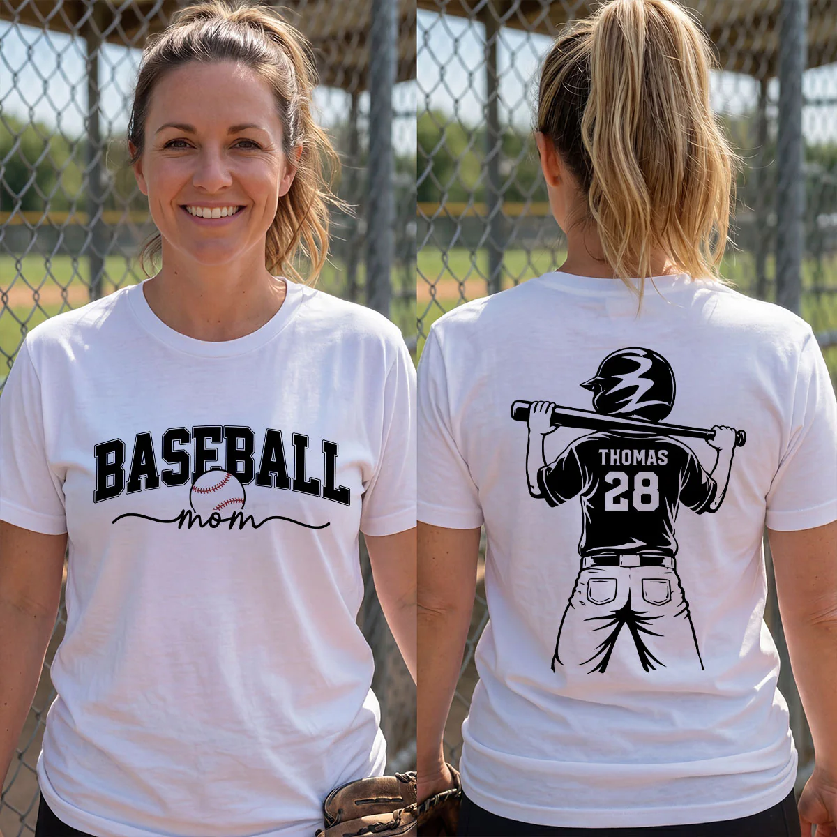 Baseball Mom Baseball Players - Personalized Personalized Double Sided Shirt- Mother's Day Gift For Baseball Mom, Wife - Image 2