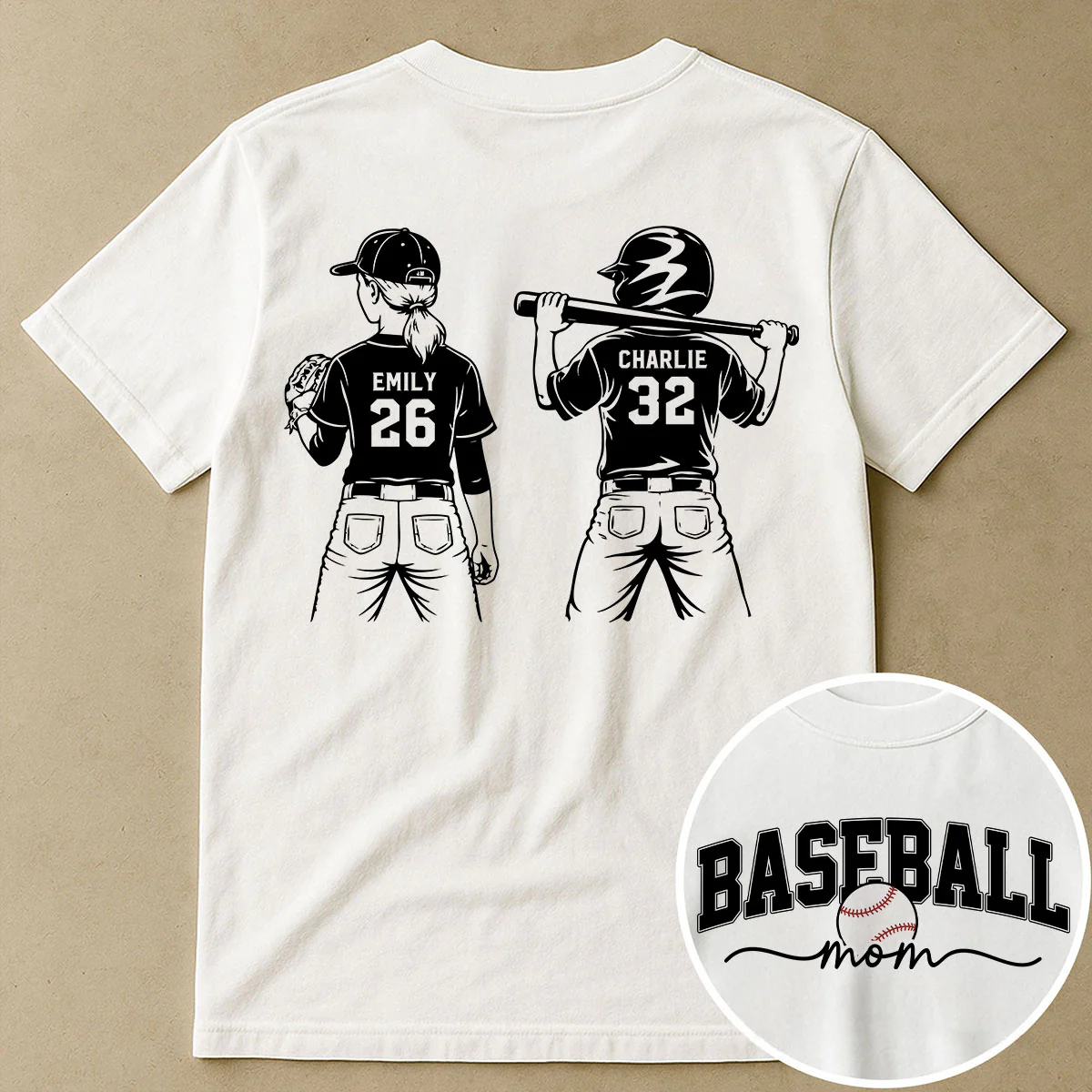 Baseball Mom Baseball Players - Personalized Personalized Double Sided Shirt- Mother's Day Gift For Baseball Mom, Wife - Image 4
