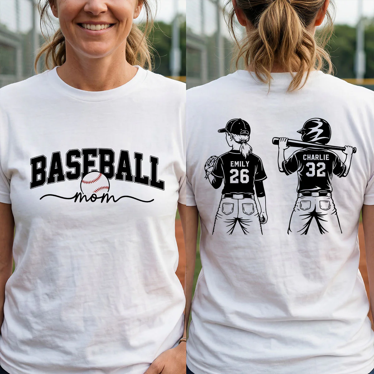Baseball Mom Baseball Players - Personalized Personalized Double Sided Shirt- Mother's Day Gift For Baseball Mom, Wife - Image 6