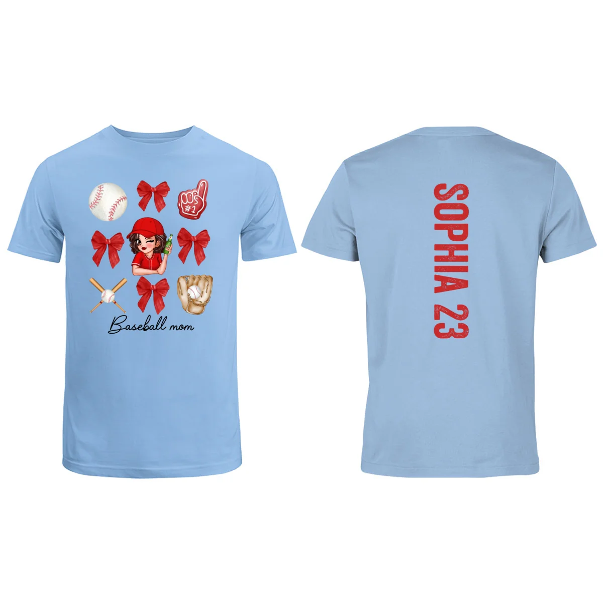 Baseball Mom Coquette Personalized Shirt, Baseball Girlfriend Sister Tee - Image 10