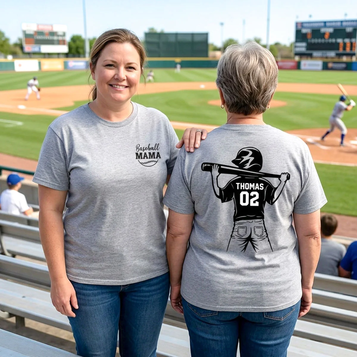 Baseball Mom Grandma - Personalized Double Sided Shirt - Game Day Baseball Little League - Image 5