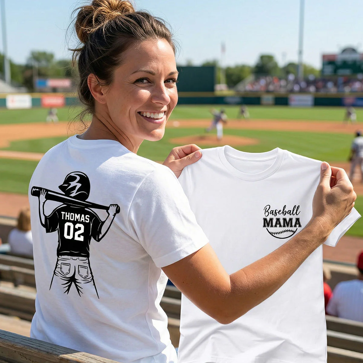 Baseball Mom Grandma - Personalized Double Sided Shirt - Game Day Baseball Little League - Image 6