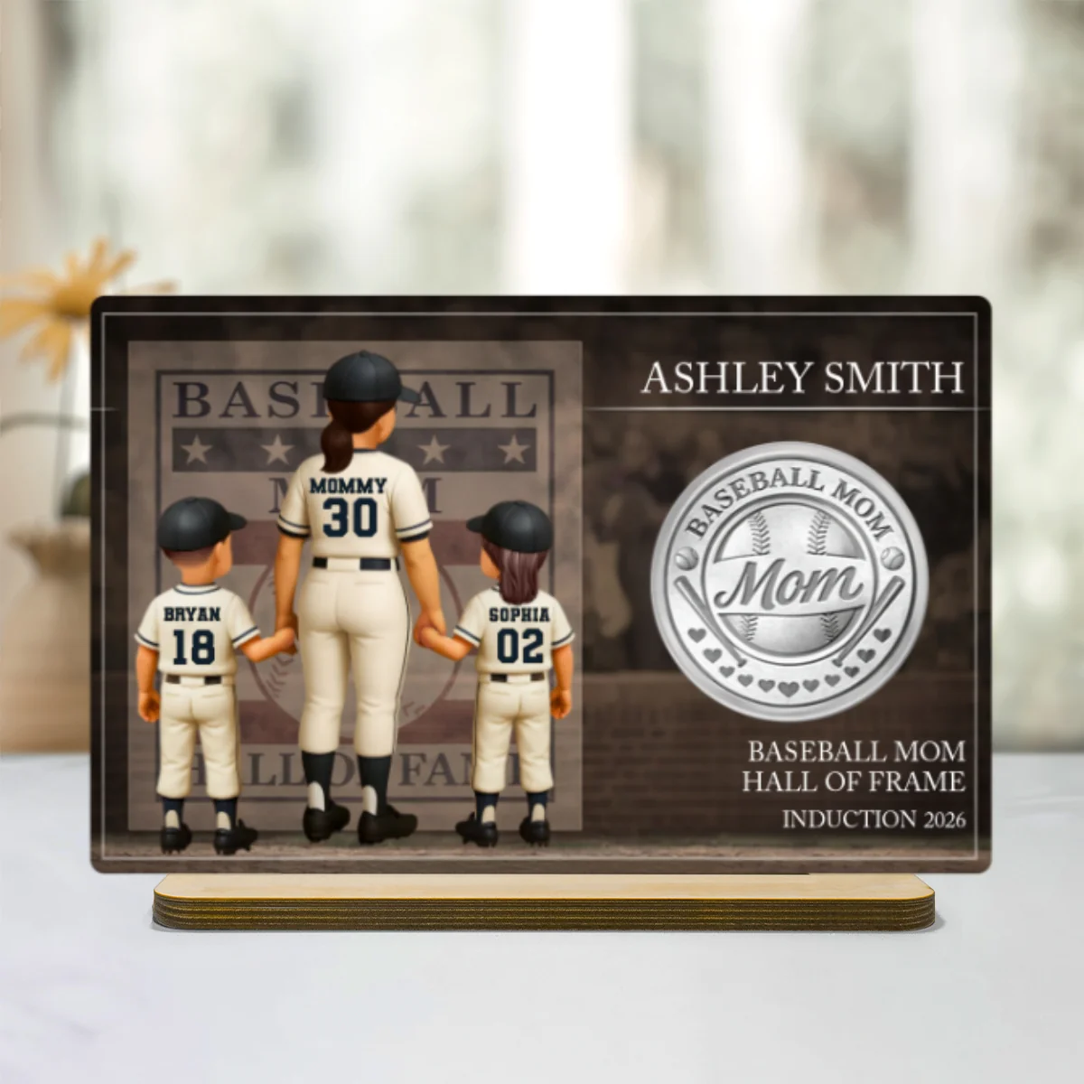 Baseball Mom Hall Of Fame - Personalized 2-Layered Wooden Plaque - Mother's Day Gift, Gift For Mom - Image 9
