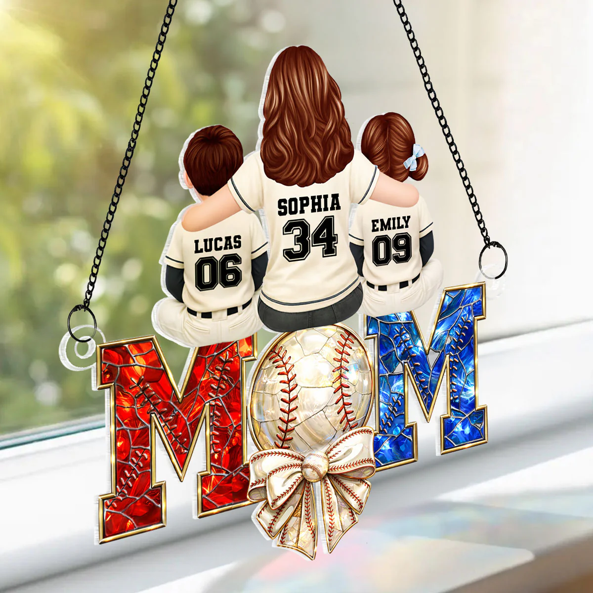 Baseball Mom - Personalized Acrylic Suncatcher - Mother's Day Gift for Mom, Wife - Image 3