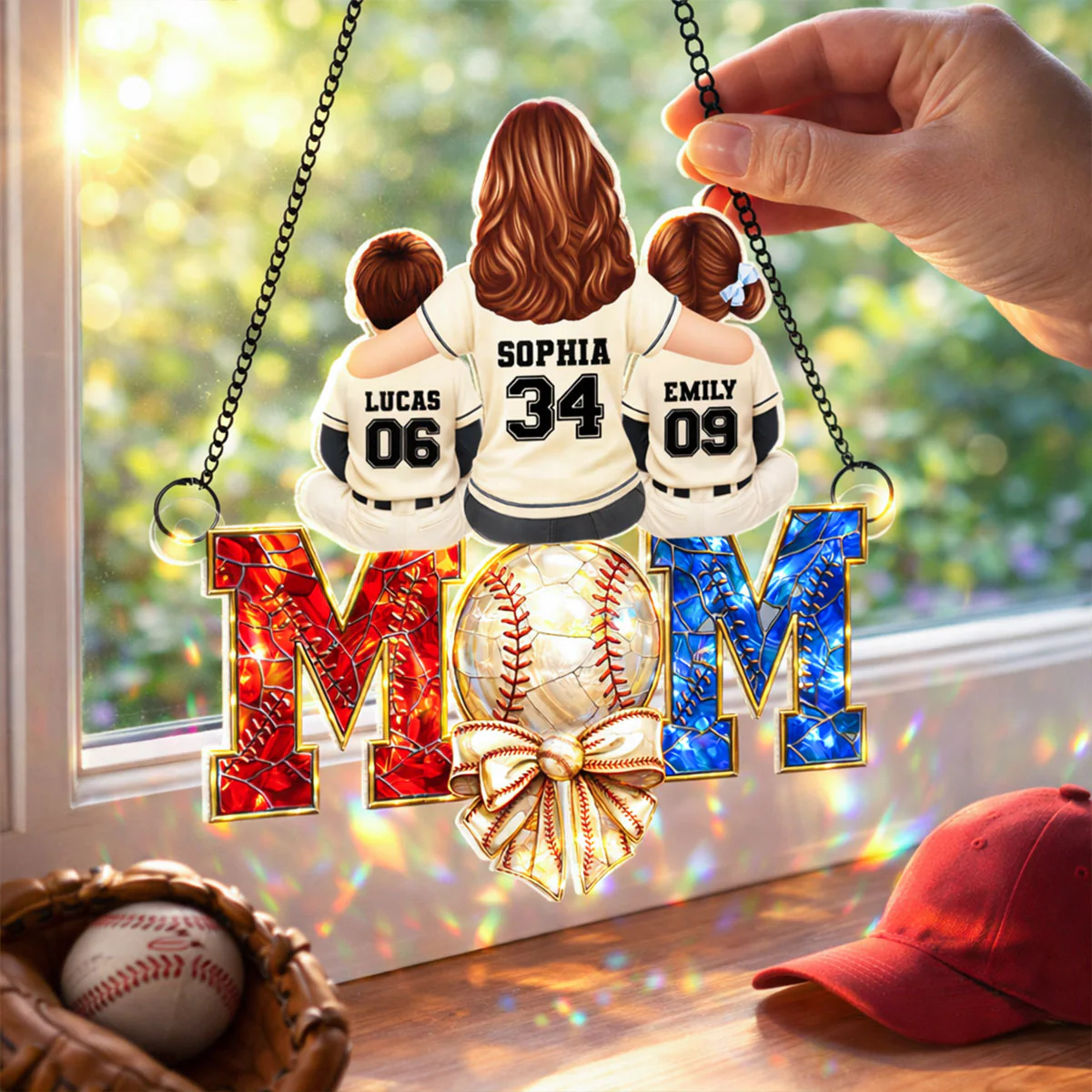 Baseball Mom - Personalized Acrylic Suncatcher - Mother's Day Gift for Mom, Wife - Image 4