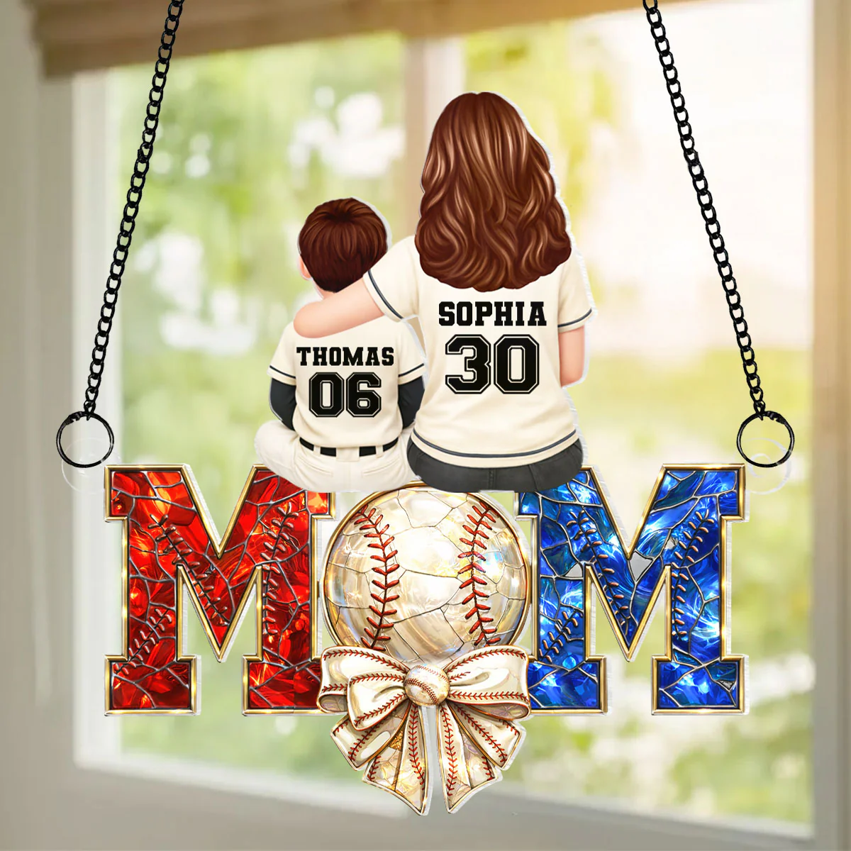 Baseball Mom - Personalized Acrylic Suncatcher - Mother's Day Gift for Mom, Wife - Image 6