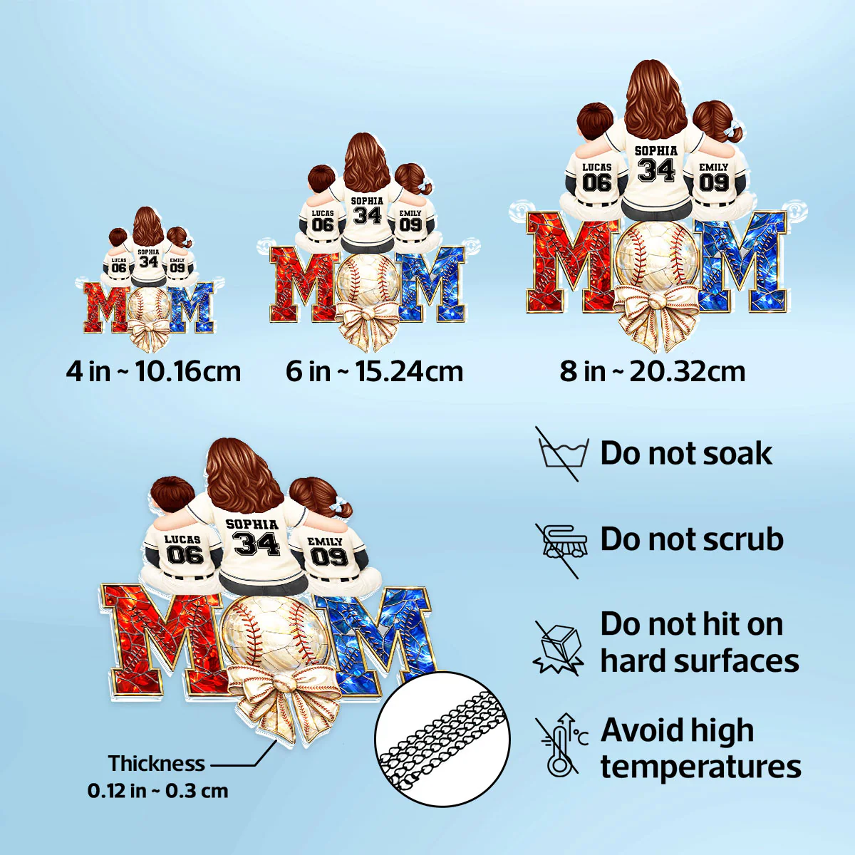 Baseball Mom - Personalized Acrylic Suncatcher - Mother's Day Gift for Mom, Wife - Image 7