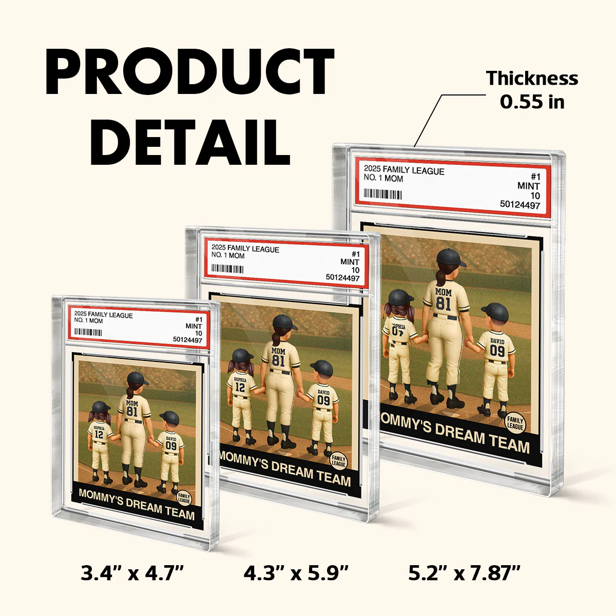Baseball Mom Woman & Kids Trading Card Style Personalized Acrylic Block Plaque - Image 6