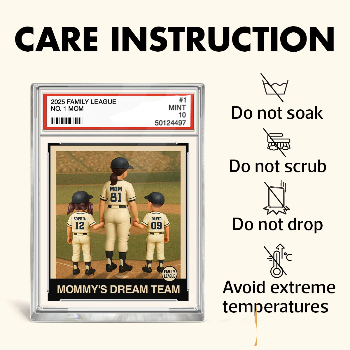 Baseball Mom Woman & Kids Trading Card Style Personalized Acrylic Block Plaque - Image 7