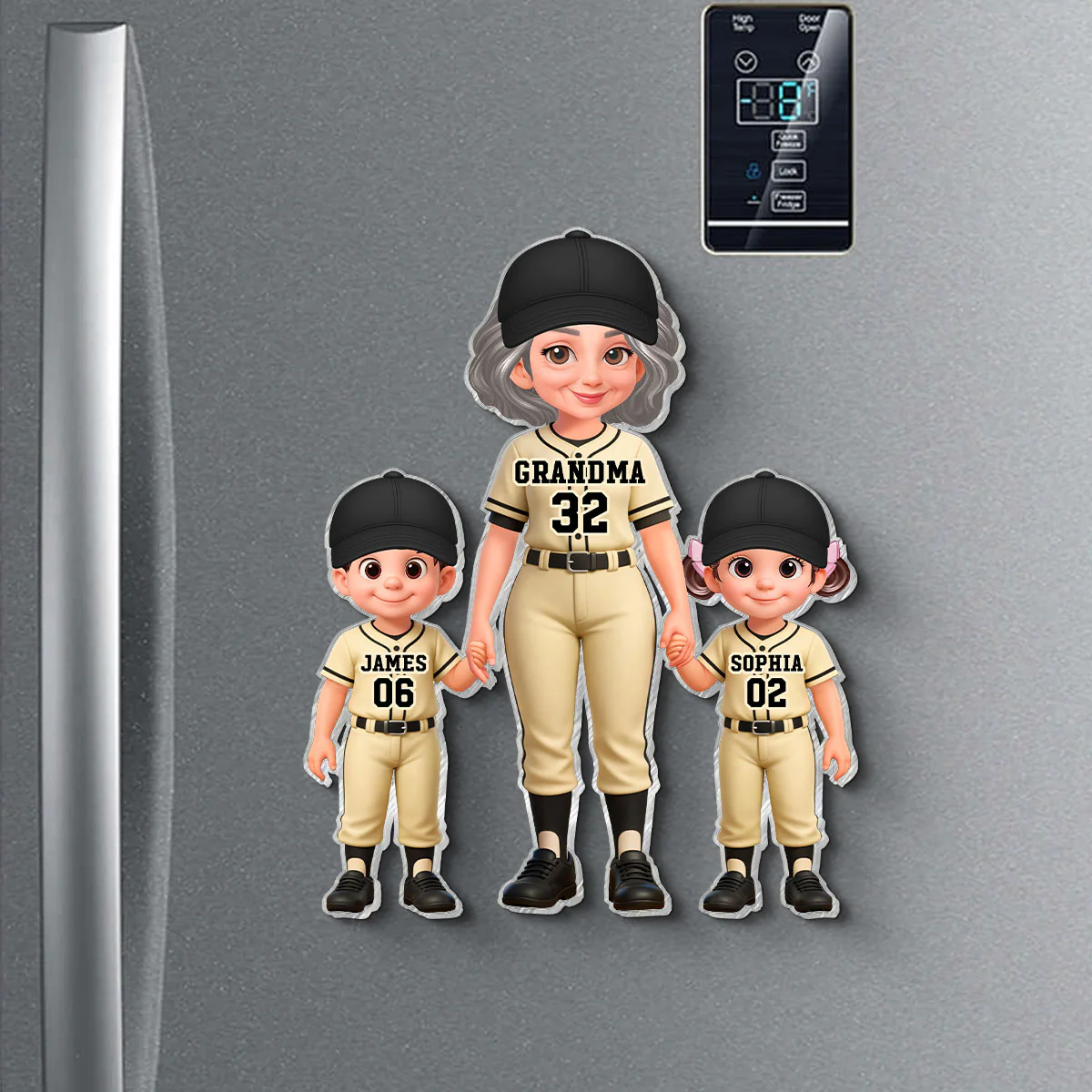 Baseball My Favorite Players Call Me Grandma Mom - Personalized Acrylic Fridge Magnet - Mother's Day Gift For Grandma, Mom - Image 2