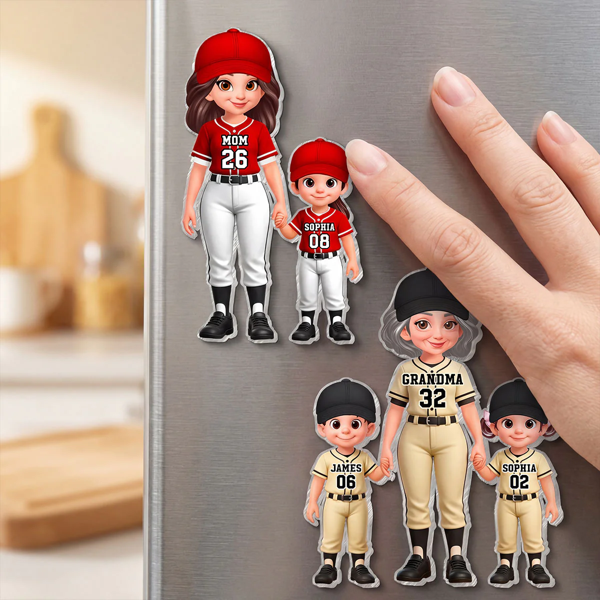 Baseball My Favorite Players Call Me Grandma Mom - Personalized Acrylic Fridge Magnet - Mother's Day Gift For Grandma, Mom - Image 4