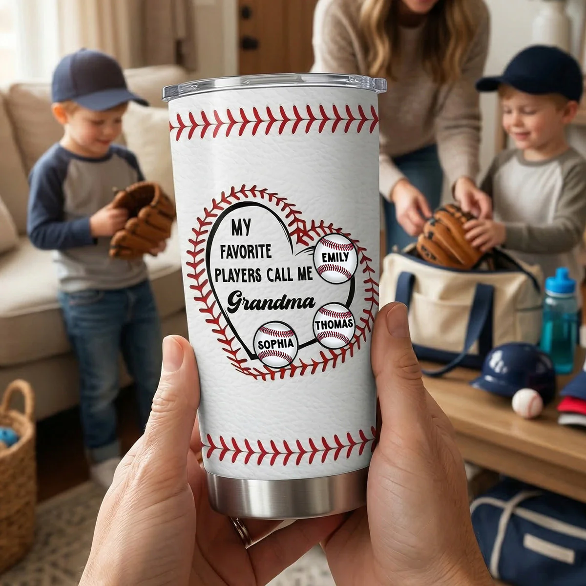 Baseball My Favorite Players Call Me Grandma Mom - Personalized Tumbler - Mother's Day Gift For Grandma - Image 3