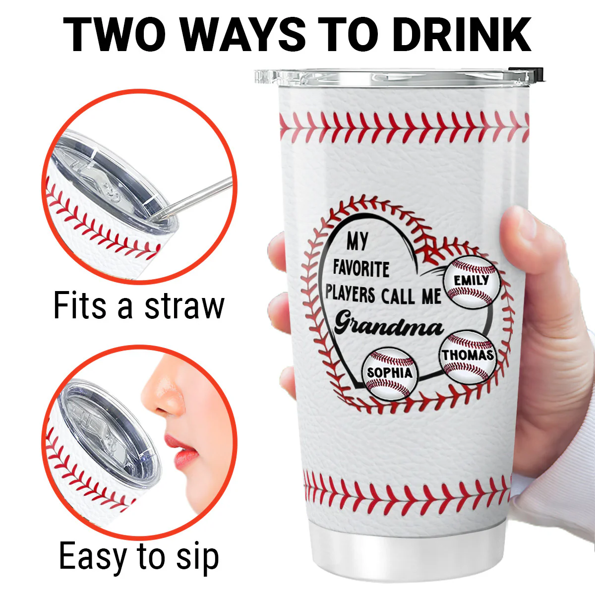 Baseball My Favorite Players Call Me Grandma Mom - Personalized Tumbler - Mother's Day Gift For Grandma - Image 7