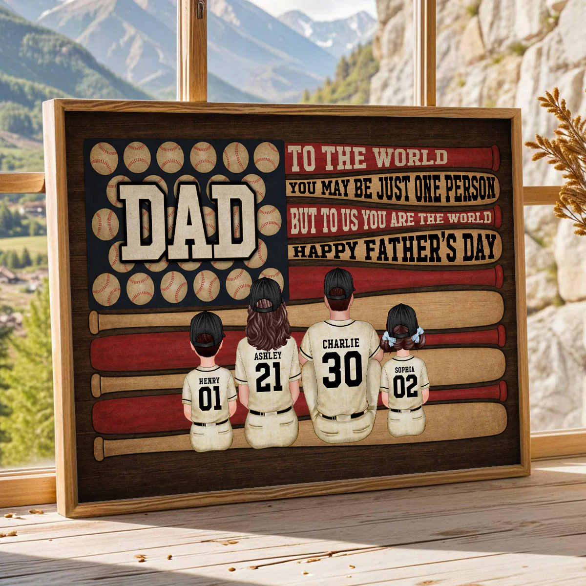 Baseball Nation Flag Dad Us You Are The World - Personalized Poster - Father's Day Gift For Baseball Dad - Image 6