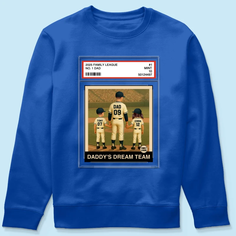 Baseball No. 1 Dad Grandpa Man & Kids Trading Card Style Personalized Shirt - Image 15